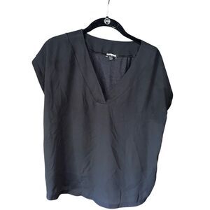 Express Black V-Neck Cap Sleeve Blouse Casual‎ Office Work Top